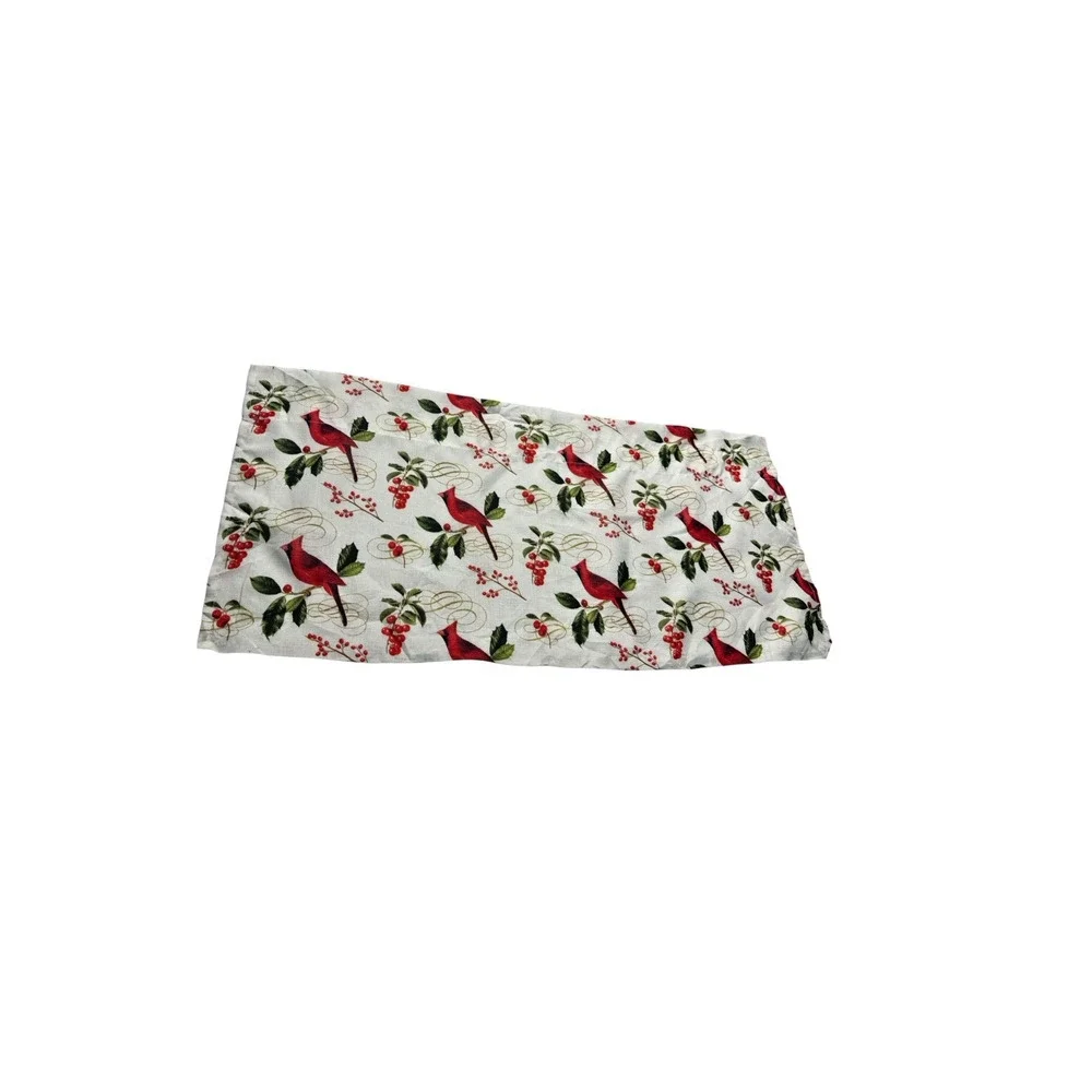 Set of 4 Cardinal Valances Short Curtains Red White Green Birds Print SKL Home